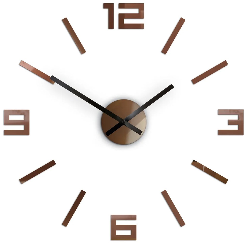Nástěnné samolepící hodiny Arabic 50 cm měděné