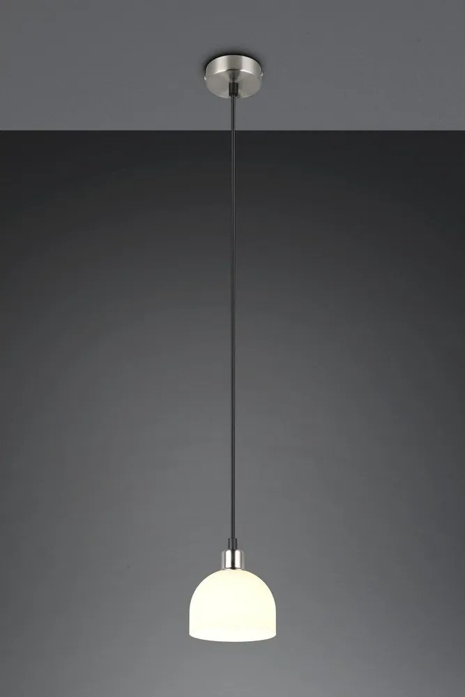 Závesné svietidlo so skleneným tienidlom v bielo-striebornej farbe ø 12 cm Molly – Reality