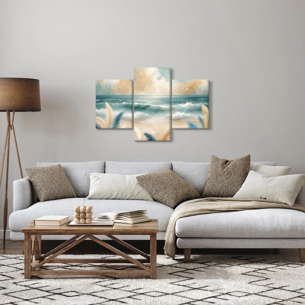 Obraz – Maľovaná pláž v jemných farbách (90x60 cm)