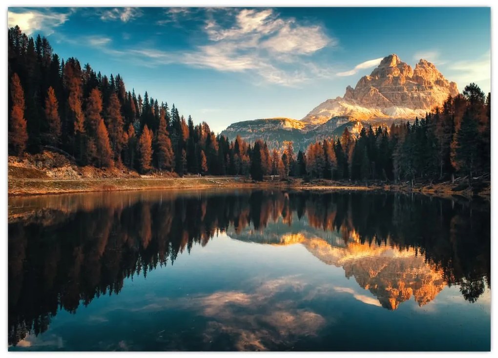 Obraz - Alpy, Taliansko, Dolomity, Lago Antorno (70x50 cm)