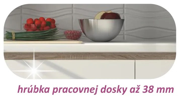 Dolná kuchynská skrinka Line White D80 - biely vysoký lesk / dub sonoma