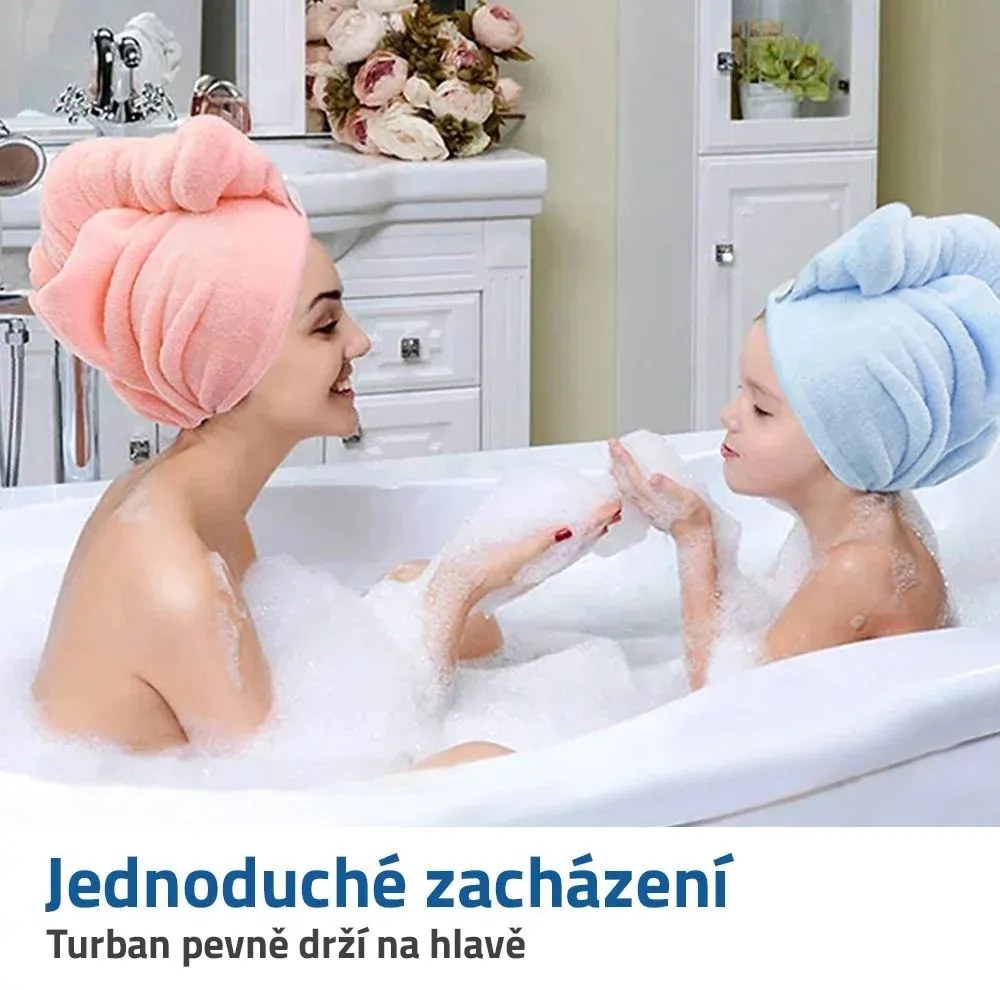 Zaparkorun Rýchloschnúci turban na hlavu pre dospelých - ružová