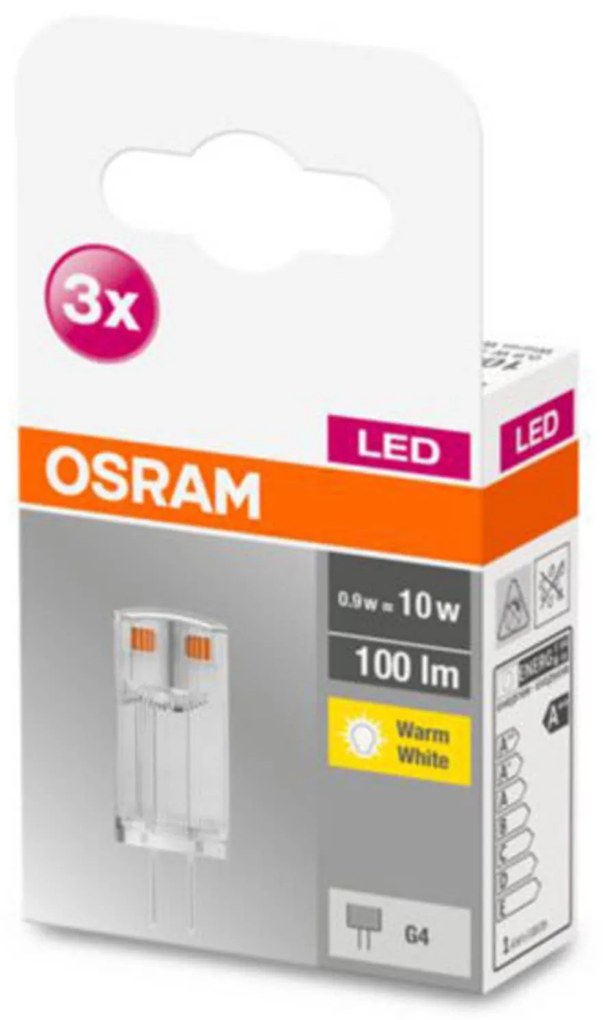 OSRAM kolíková LED G4 0,9W 2.700K číra 3ks
