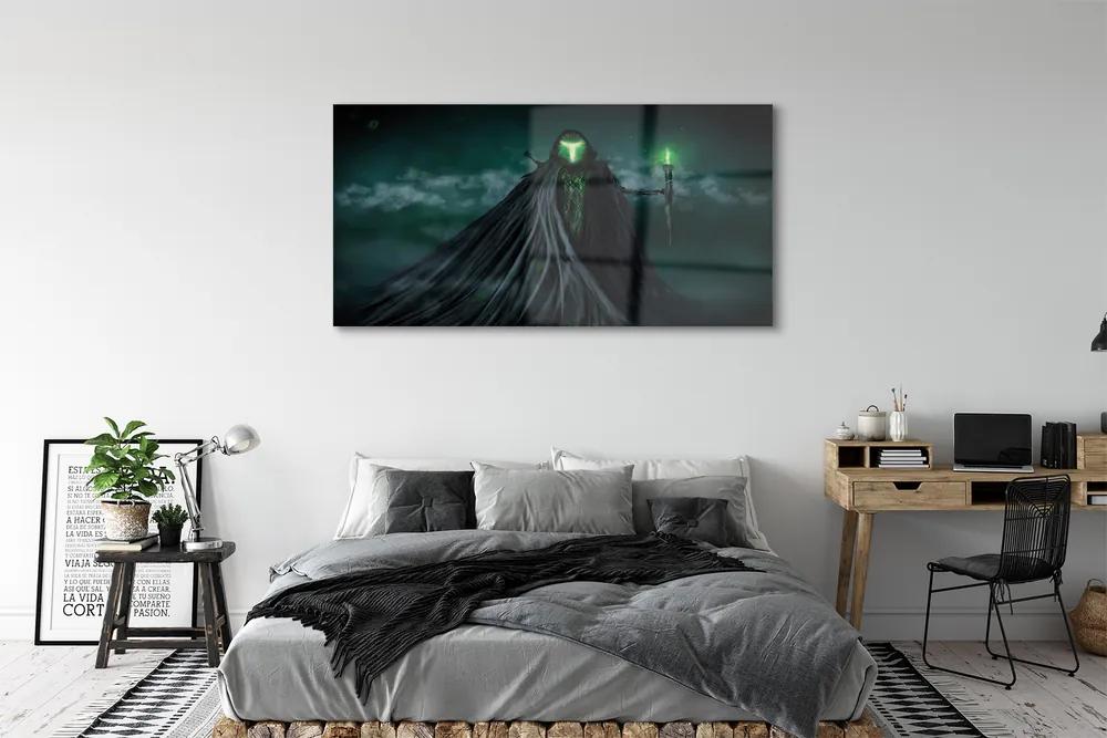 Obraz plexi Temná postava zeleného ohňa 140x70 cm