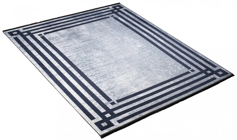 Sivý trendový koberec s protišmykovou úpravou a geometrickým vzorom Šírka: 80 cm | Dĺžka: 150 cm