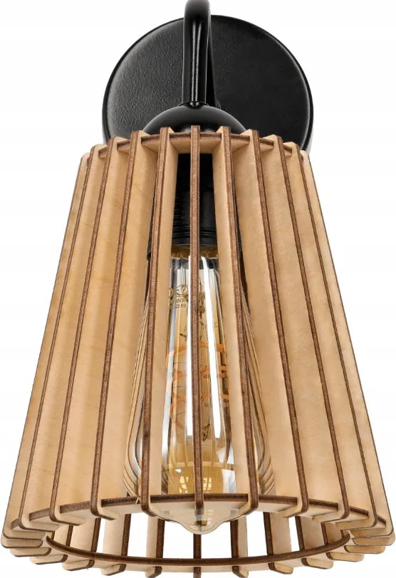 Nástenné LED svietidlo 1x E27 LOFT edison LED nad zrkadlo drevený kužeľ