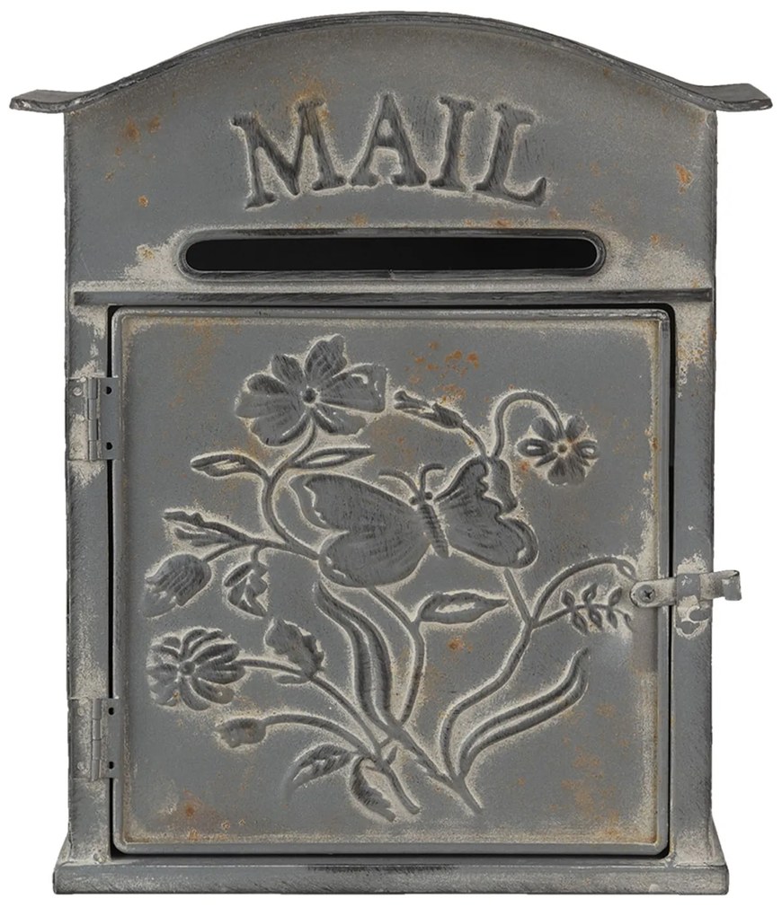 Šedá retro poštová schránka Mail - 26 * 10 * 31 cm