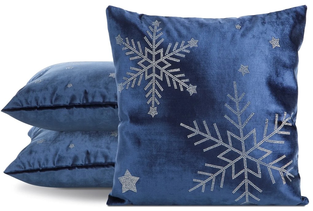 VIANOČNÁ DEKORAČNÁ OBLIEČKA NA VANKÚŠ ROYAL2 45X45 CM TMAVOMODRÁ