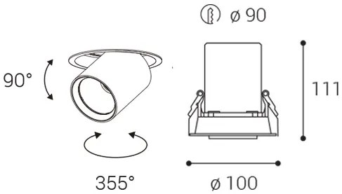 LED2 Zápustné flexibilné LED osvetlenie HIDE, 20W, teplá biela, okrúhle, čierne