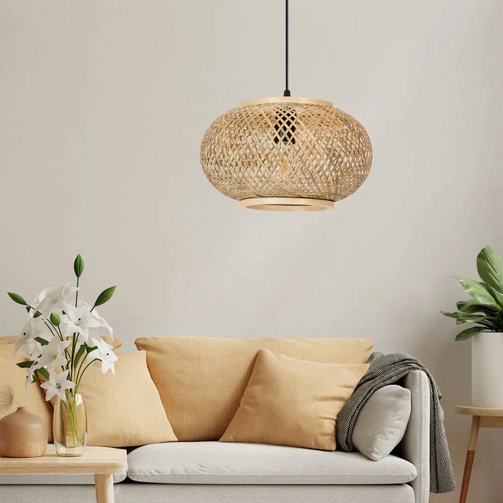 Závesná lampa La Belle Boho III čierna/hnedá