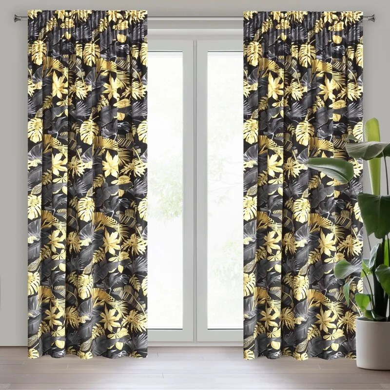DECOREUM zamatový záves s potlačou 140 cm x 270 cm žltá 100 % polyester Rozmer varianty: 140 cm x 270 cm, Farba varianty: Tyrkysová 105298