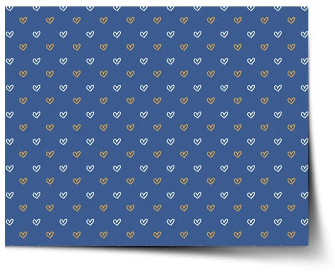 Sablio Plagát Srdiečka na modrej - 120x80 cm