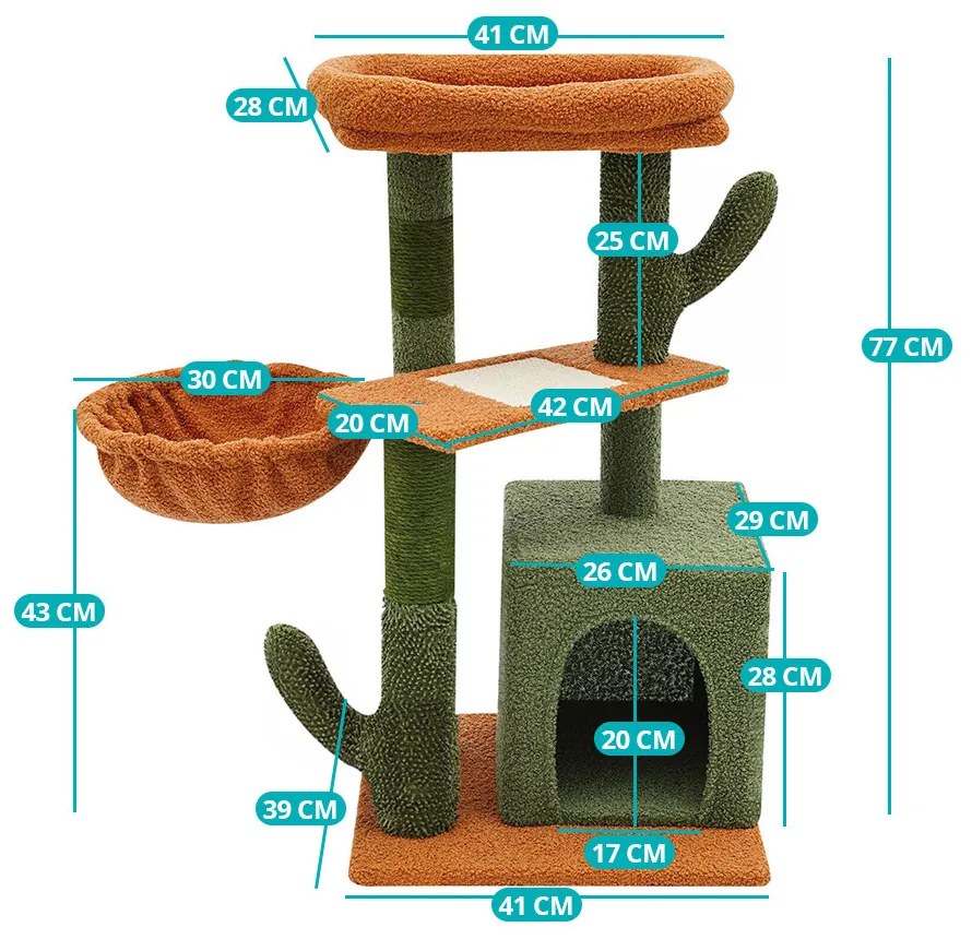 Kaktusový mačací strom - odpočívadlo a ihrisko pre mačky