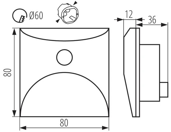 Kanlux 39130 - LED schodové svietidlo so senzorom EXIN 2,5W/230V 3000K IP65 čierne, hranaté
