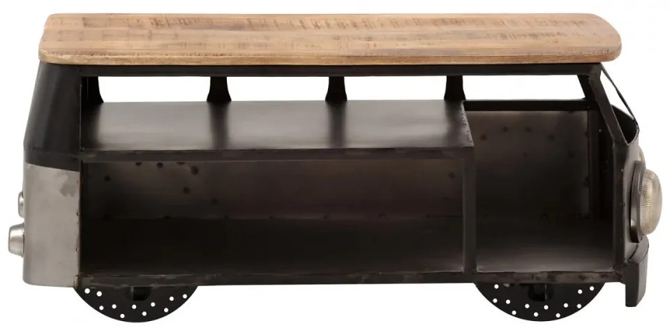 furniture-nabytek.cz - Masívny konferenčný stolík Camper z kovu a dreva, lakovaný, šedá farba