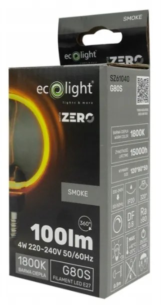 ECOLIGHT Dekoratívna LED žiarovka E27 4W 100lm G80 - rada ZERO