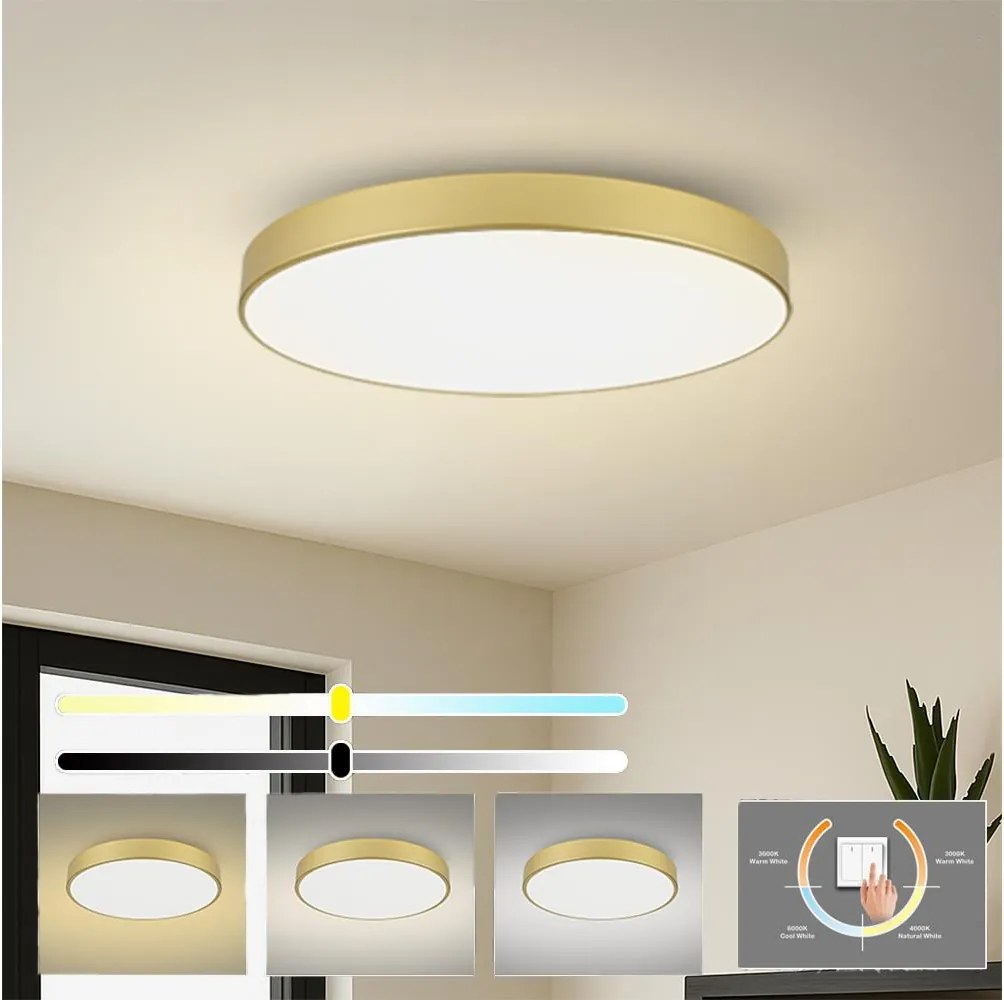 BRILAGI-LED Stropné svietidlo POOL, LED 128 W, 230 V, 3000/4000/6000 K, Ø 100 cm, zlaté