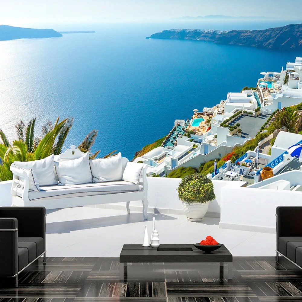 Artgeist Fototapeta - View on Santorini Veľkosť: 196x140, Verzia: Samolepiaca