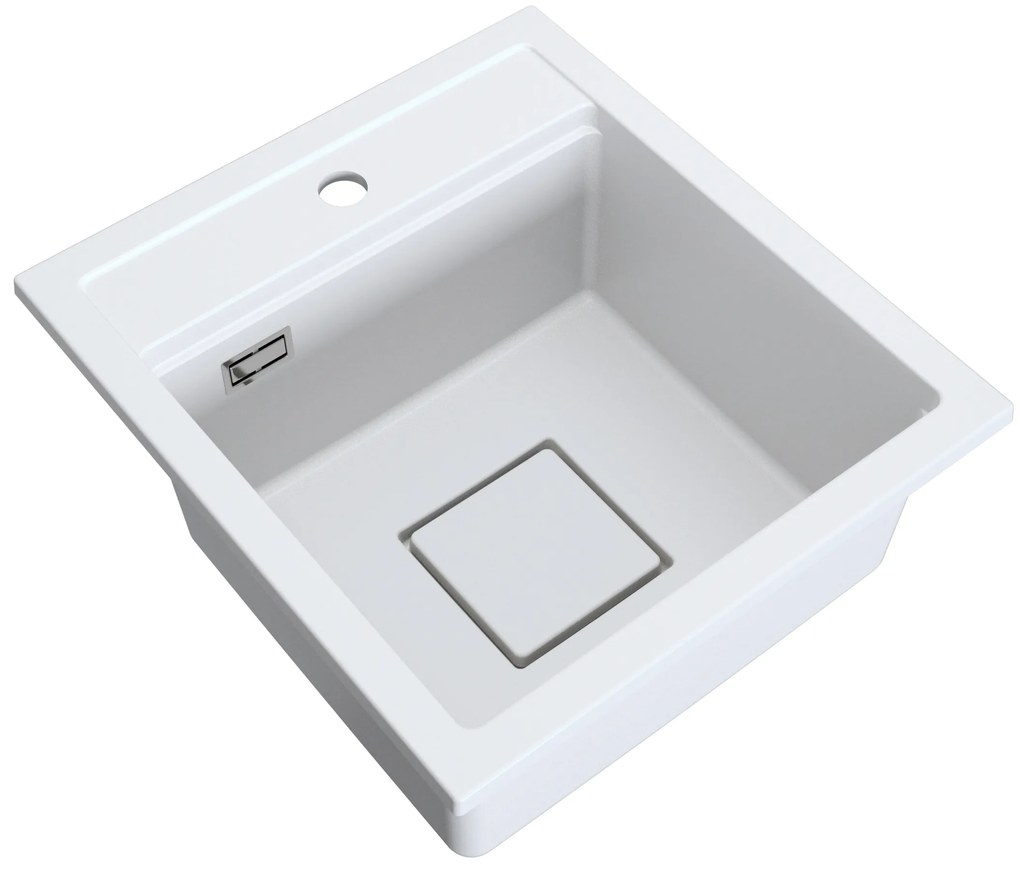 Gamma Quadro 4550, 1-komorový granitový drez 450x495x220 mm, biela, GMA-ZLE000220