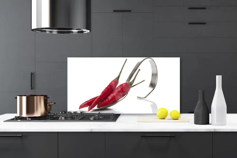 Sklenený obklad Do kuchyne Chilli lyžica kuchyňa 140x70 cm
