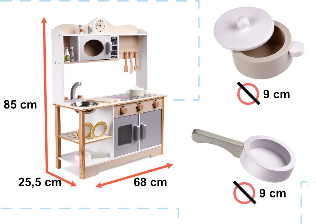 KIK LULILO Detská drevená kuchynka MDF KUKETO + príslušenstvo