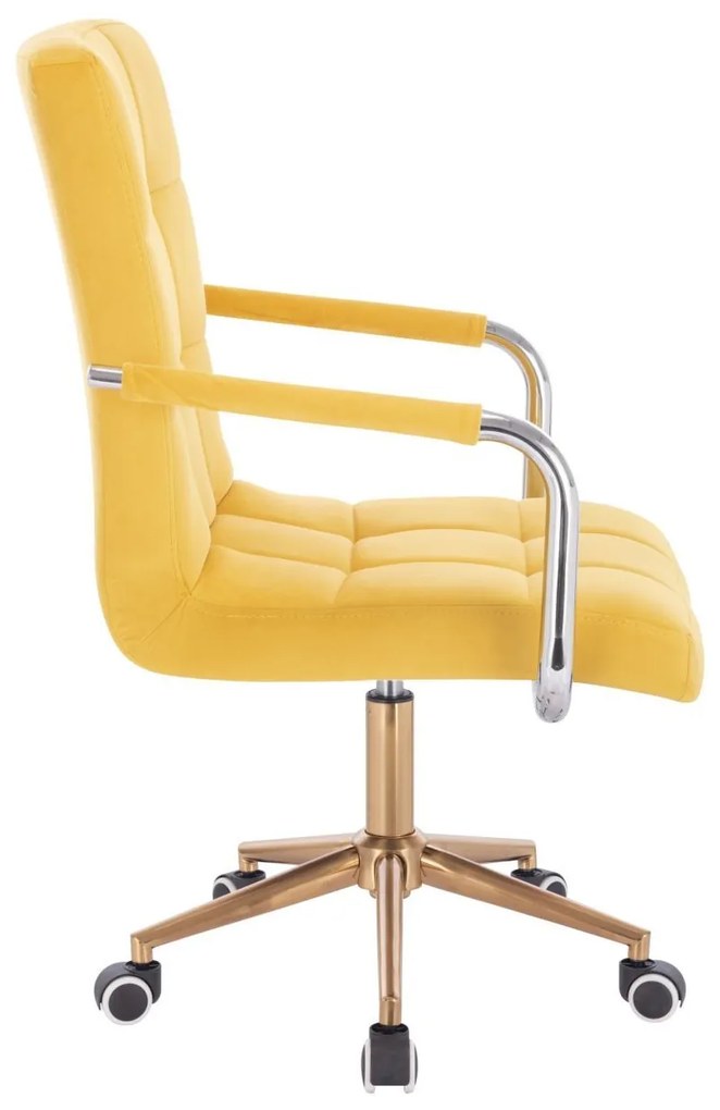 LuxuryForm DESIGN Stolička VERONA VELUR na zlaté podstave s kolieskami - žltá