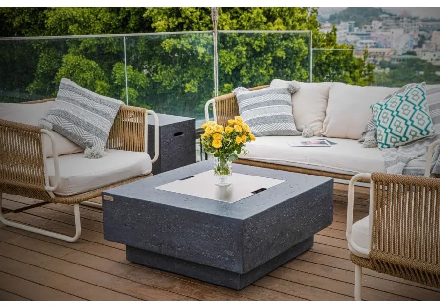 Stôl s plynovým ohniskom MANHATTAN - Dark Grey