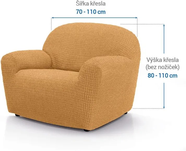 Super strečové poťahy RUBINIA zlatá kreslo (š. 70 - 110 cm)