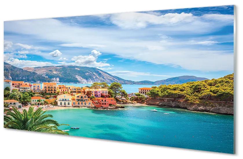 Obraz na akrylátovom skle Grécko morská pobrežie hory 100x50 cm