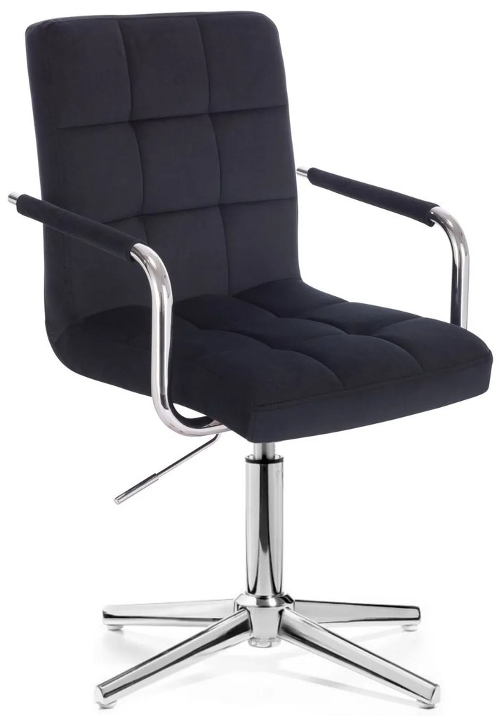 LuxuryForm DESIGN Stolička VERONA VELUR na striebornom kríži - čierna