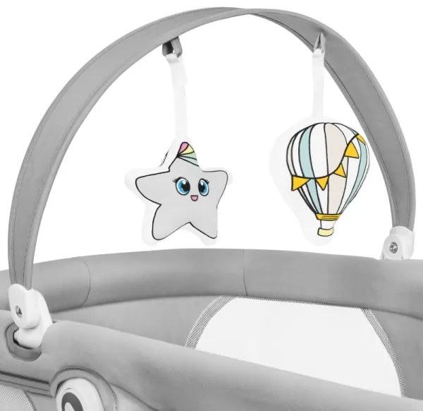 Lionelo - Detské húpacie lehátko s melódiou 2 v 1 BELLA Grey Concrete + diaľkové ovládanie