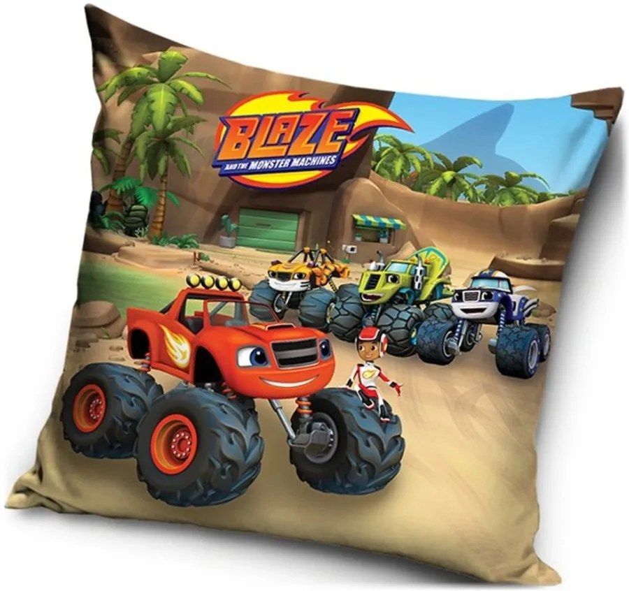 Dekoračný vankúš Plamienok a jeho autíčka - motív depo - 40 x 40 cm