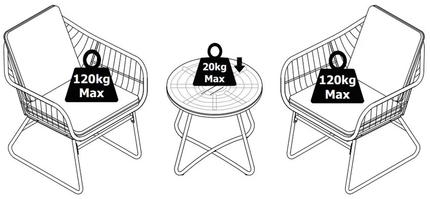 Set záhradného nábytku Tobago (3-dielny)