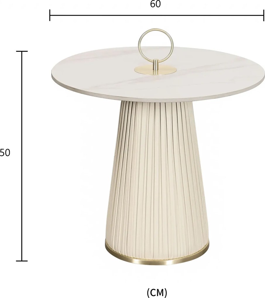 Konferenčný stolík Modig 60 cm eko koža ecru/mramor