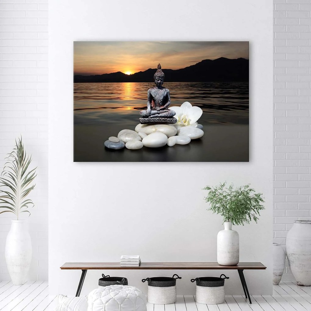 Gario Obraz na plátne Budha na pozadí západu slnka Rozmery: 90 x 60 cm