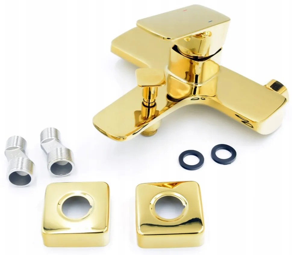 Gamma Cubic, nástenná vaňová batéria, zlatá lesklá, GMA-BCCW-TG