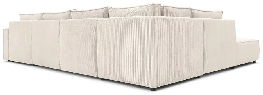 Krémovobiela menčestrová rohová pohovka (ľavý roh/do tvaru "U") Nihad modular – Bobochic Paris