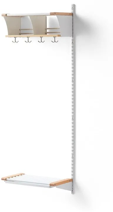 Vešiaková stena JEPPE s 2 priehradkami, prídavná sekcia, 1790x600x310 mm, biela/breza