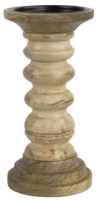 Drevený mangový svietnik s vlnením dreva - Ø 10 * 20cm