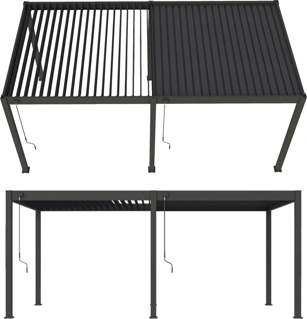 Záhradná pergola Zastrešenie na terasu Elegance 3x6 m kovová antracitová Gutroof