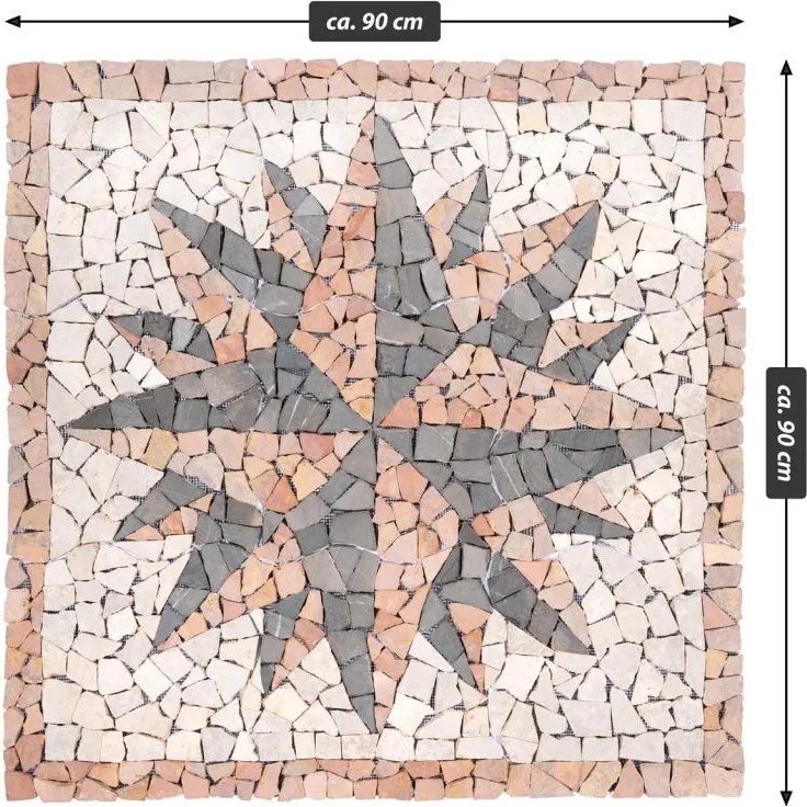 Mramorová mozaika, motív Rosone Windrose, 90 x 90 cm