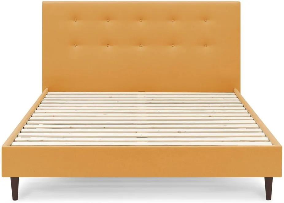 Žltá dvojlôžková posteľ Bobochic Paris Rory Dark, 180 x 200 cm