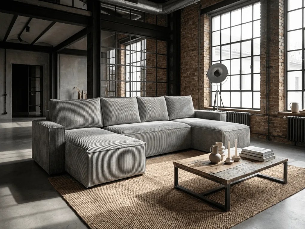 Svetlá sivá sedacia súprava do U SMART COSARO 295x140 cm