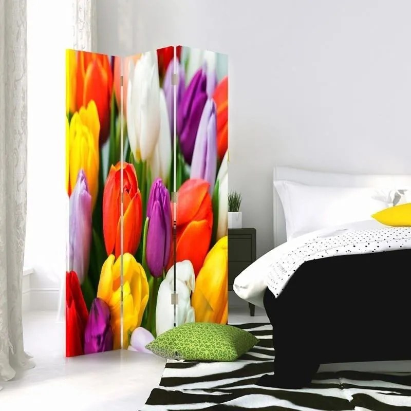 Gario Paraván Farebné tulipány Rozmery: 180 x 170 cm, Prevedenie: Otočný paraván 360°