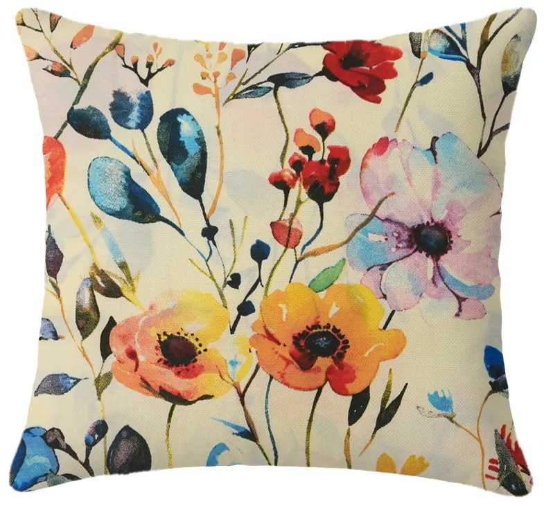 Sada 2 ks dekoračných obliečok na vankúš FLOREEN 45x45 cm, krémová