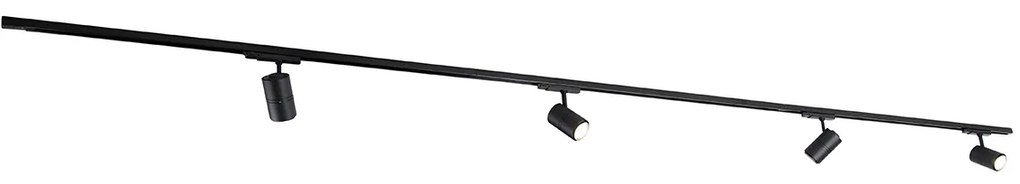 Moderný 3-fázový koľajnicový systém čierny so 4 reflektormi 3000-4000K - Ruler