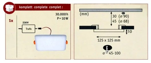 Paulmann 92397 - LED/8,5W IP44 Kúpeľňové podhľadové svietidlo VARIFIT 230V
