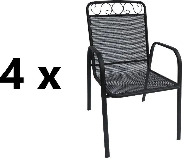 Záhradná kovová stolička 4 ks BABU, čierna