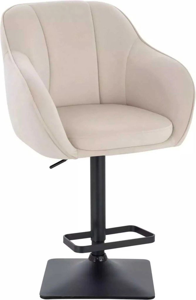 LuxuryForm DESIGN Barová stolička AVOLA VELUR na čiernej hranatej podstave - krémová