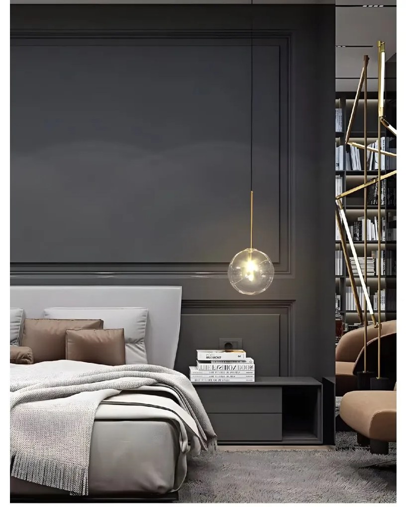 Toolight Toolight, sklenené guľové závesné stropné svietidlo 15cm, 1xG4, APP1680-1CP, OSW-04300